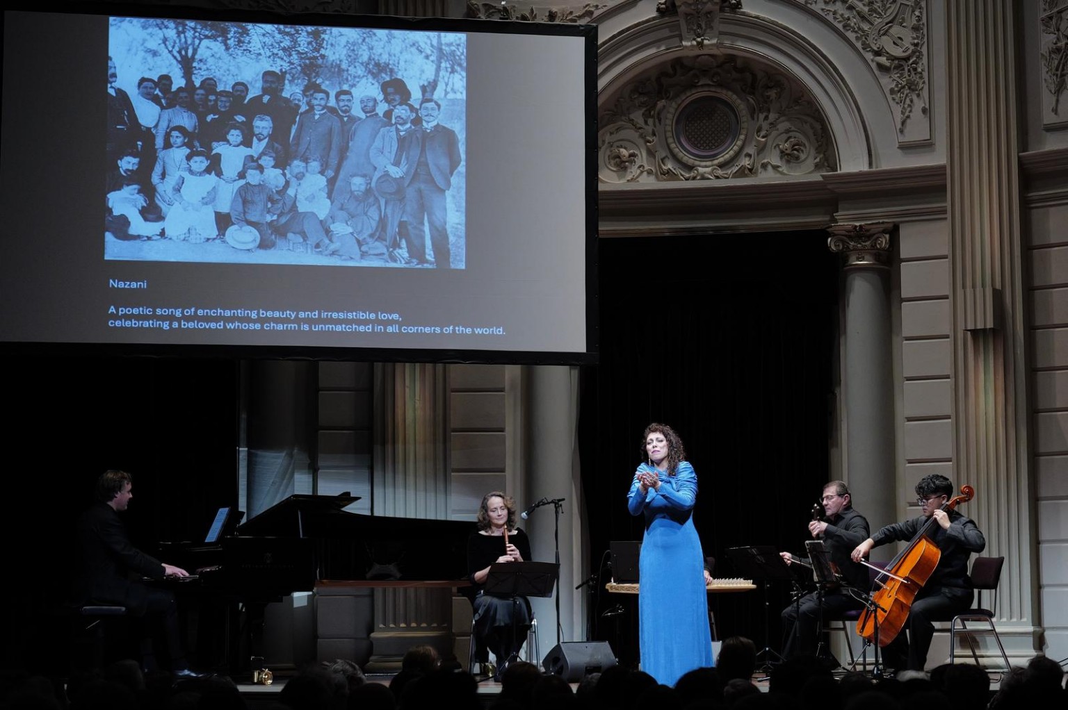 Natali Boghossian with Zartonk Consort, including pianist Hans van Beelen, performing at Het Concertgebouw, Amsterdam